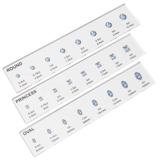 1/3Pcs Rhinestone Measuring Ruler Transparent Acrylic Round Oval Square Rhinestone Size Measurement Ruler