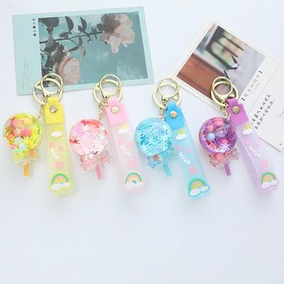 Acrylic Oil-Filled Lollipop Keychain Pendant for Women - Exquisite Car or Bag Charm Gift