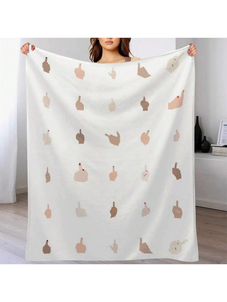 Middle Fingers With Colored Nails Throw Blanket Cute Plaid Tourist Blankets For Bed Soft Big Blankets