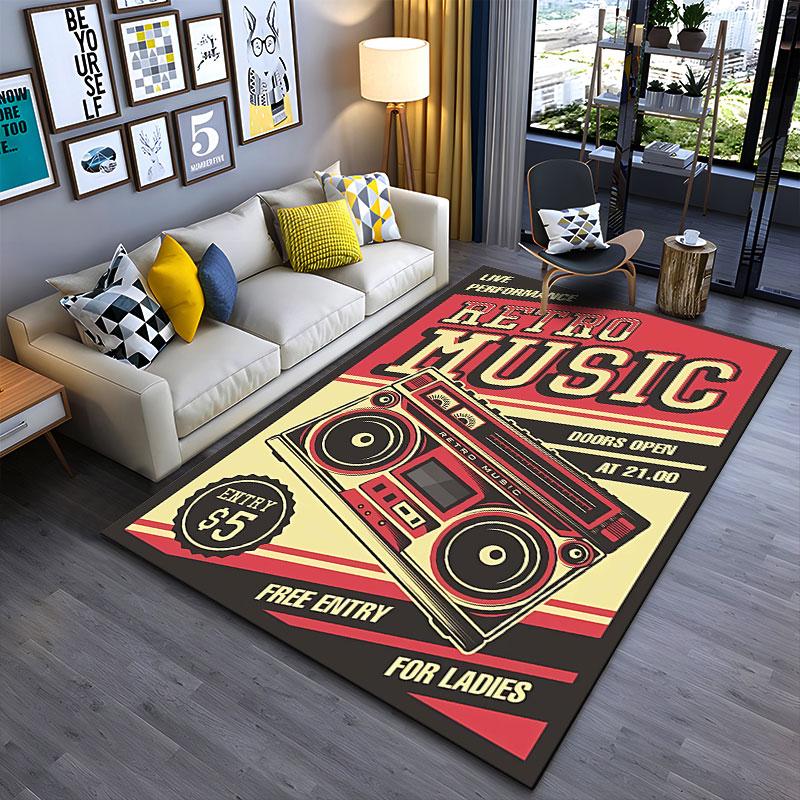 Retro Music Boombox Design Suitable As a Non-slip Mat for the Living Room or Bedroom Sofa