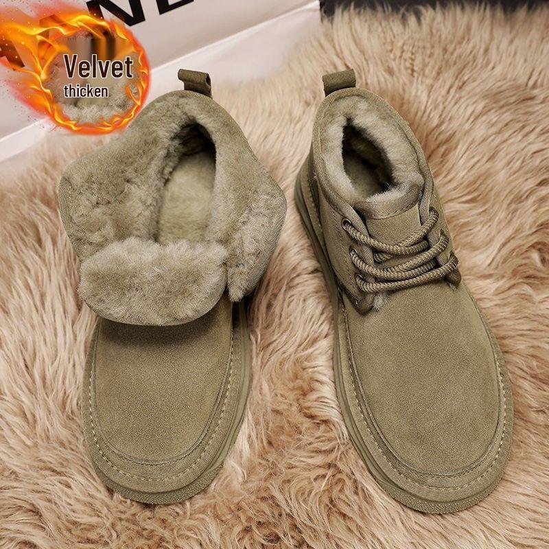 

Men s 2025 Northeast Fur-Lined Snow Boots: Warm, Thick, Lace-Up, Non-Slip Winter Ankle Shoes 42