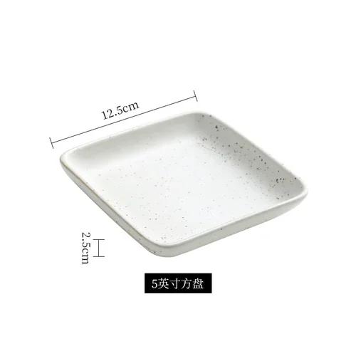 5 Zoll Keramik Quadratische Scheibe Japanischer Stil Küche Speiseteller Haushalt Obstschale Snack Dipsaucen Teller Sushi Besteck
