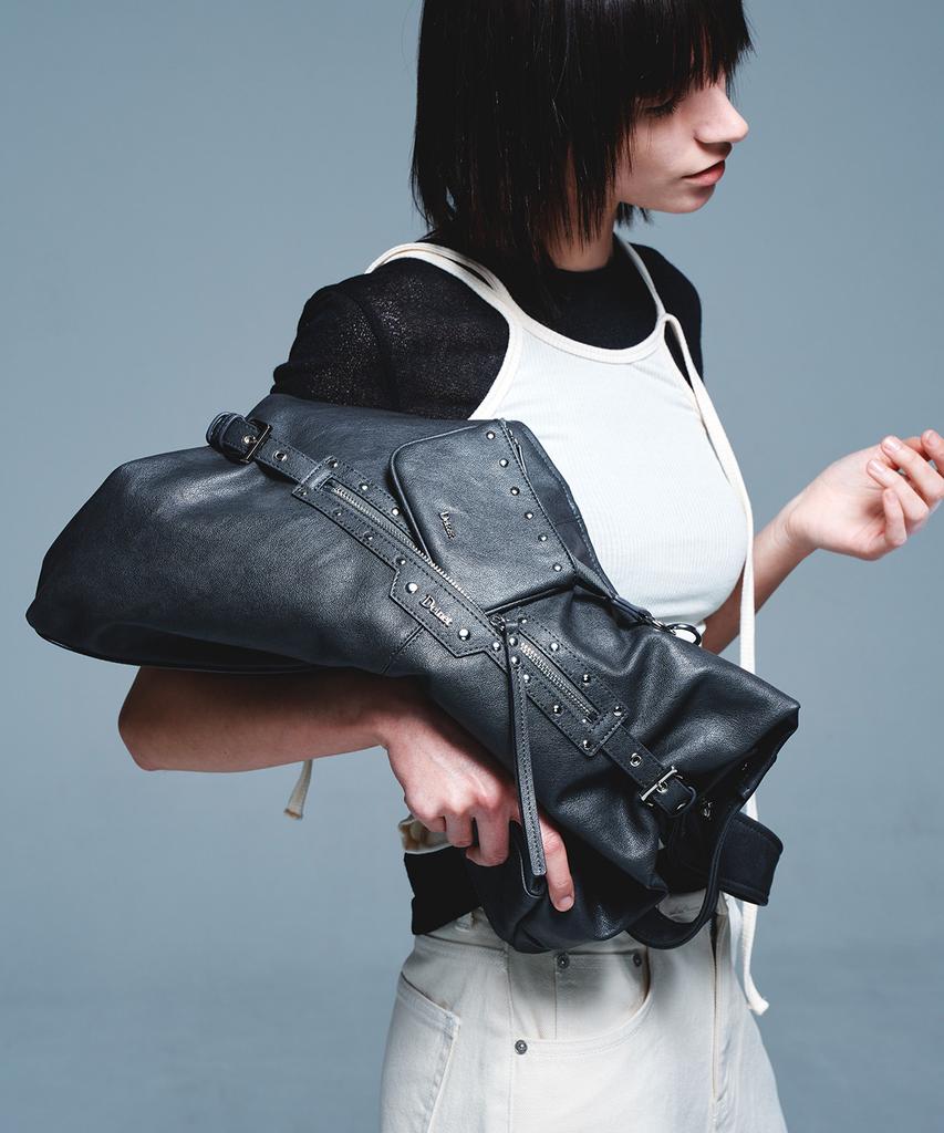 Deinet Stud Detail Point Pocket Bag In Gray