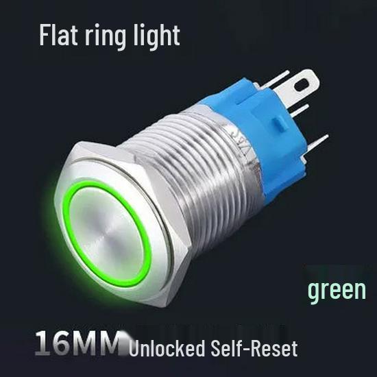 

16MM Waterproof Metal Push Button Switch, Non-locking, Self-resetting, with Power Indicator Light, Compatible with 12V/24V Systems