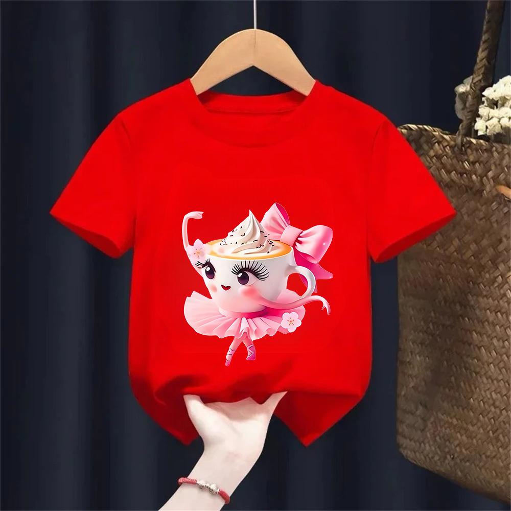 T-shirt Meme Rosa Italian Brainrot per Ragazze Estate Cotone Stampa Ballerina Cappuccino Top Magliette Streetwear Outfit