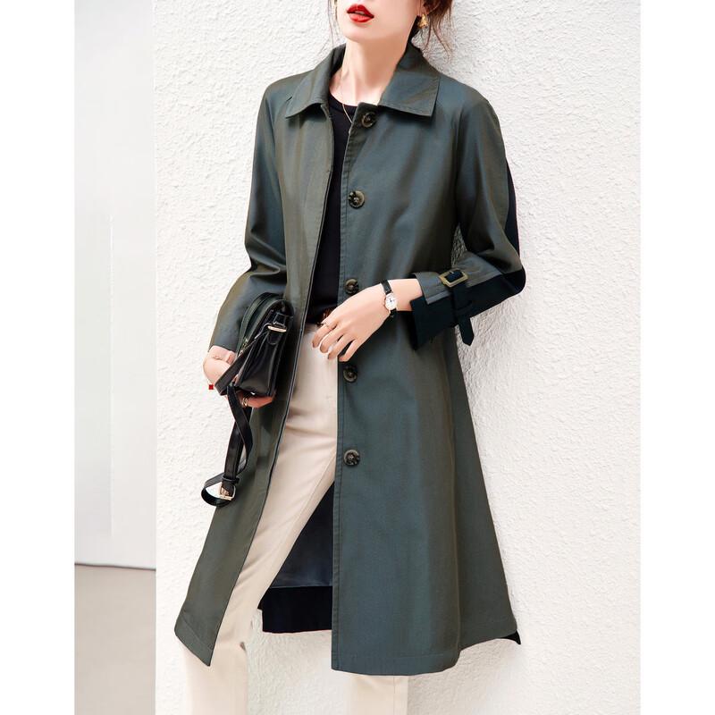 Women's Polo Collar Cotton Blend Trench Coat