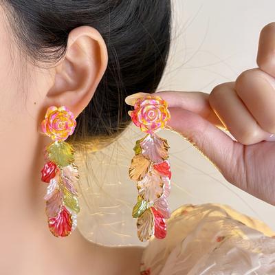 Summer Colorful Flower Tassel Earrings 2026 New Style Luxury Ear Jewelry