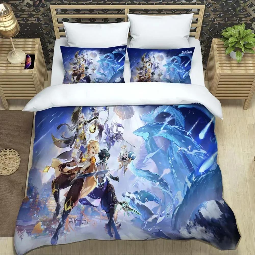 

Genshin Digital Printed 3D Duvet Cover Bedding Set Comforter Linen Pillowcases Home Decor Single Double Twin King Queen 135x200cm
