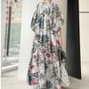 Cotton Linen Printed Plus Size Summer Dress Women V-neck Casual Loose Oversized Dress Woman Simple Vintage Floral Elegent Dresses 24363
