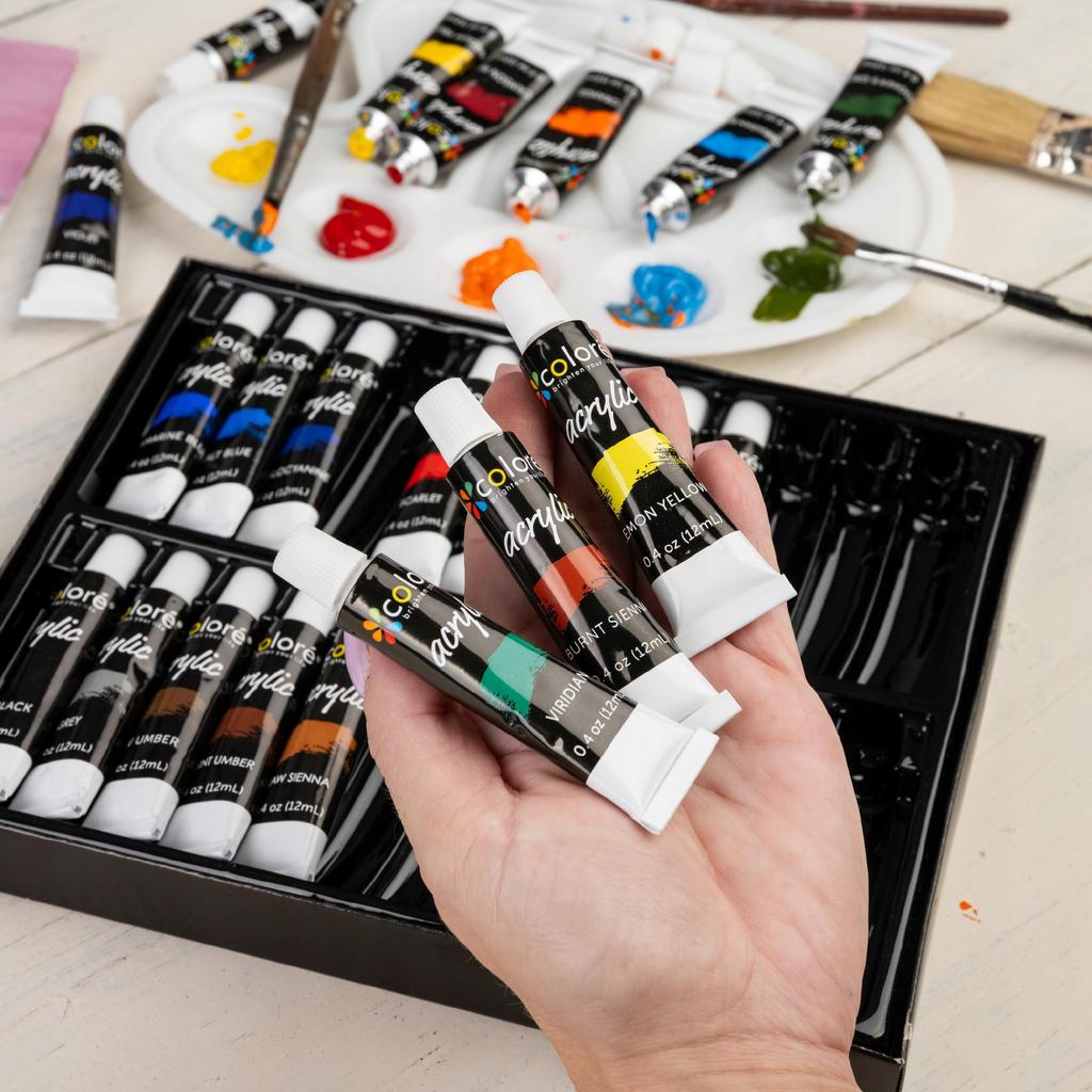 Farby Akrylowe W Tubce Profesjonalne Komplet Zestaw Naj Kolory 24 X 12Ml