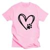 Heart Dog Footprint Print Short Sleeve T-shirt Women's Slight Stretch Round Neck Loose Casual Tee Summer T Shirt for Women