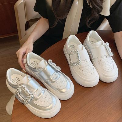 Summer Thin Breathable Leather Little White Shoes Women's Shoes New Versatile Velcro Board Shoes Casual Sports Shoes