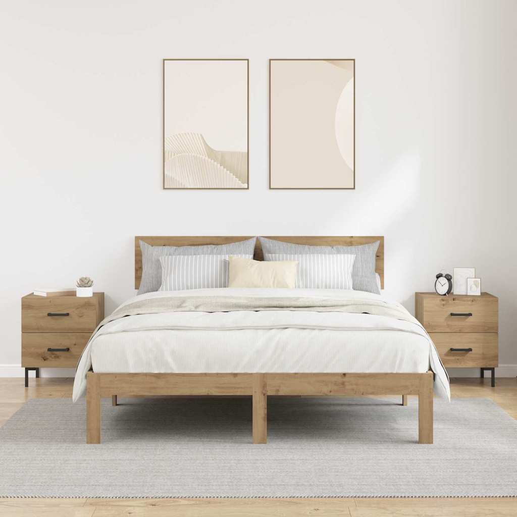 Nightstand Set of 2 Artisan Oak Finish 40 x 35 x 47.5 cm Engineered Wood