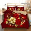3D-gedruckter Quiltbezug Elegant Hochwertig Romantische Rose Bettwäschebezug Kissenbezug Heimtextilien Gold Floral Bettbezug-Sets
