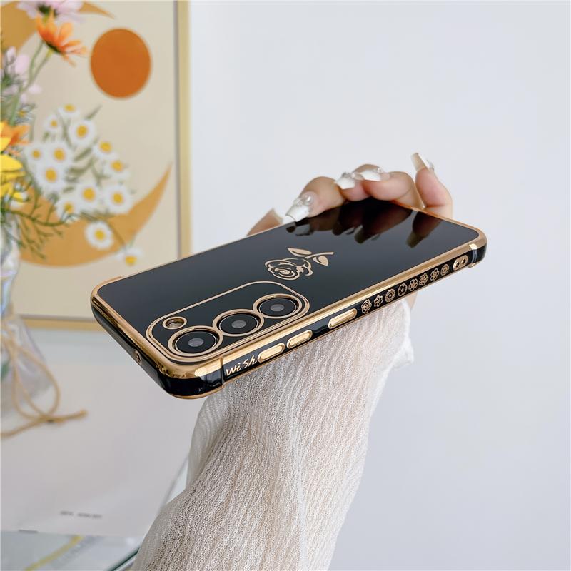 Für Samsung Galaxy S23 Ultra Luxus Beschichtung Rose Blume Handyhülle Für Samsung S22 S21 S24 S25 A16 A14 A55 A25 A52 A53 A54 Hülle