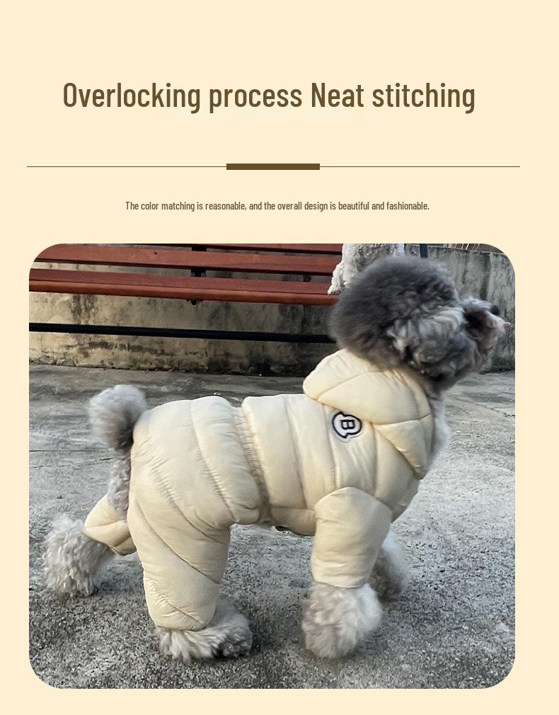British Style Waterproof Cotton Coat for Small Dogs - Warm Four-Legged Winter Clothing for Pomeranians and Teddy Breeds