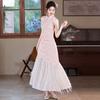 Pink Modern Chinese Style Sleeveless Cheongsam Dress With Lace Embroidery Women 2026