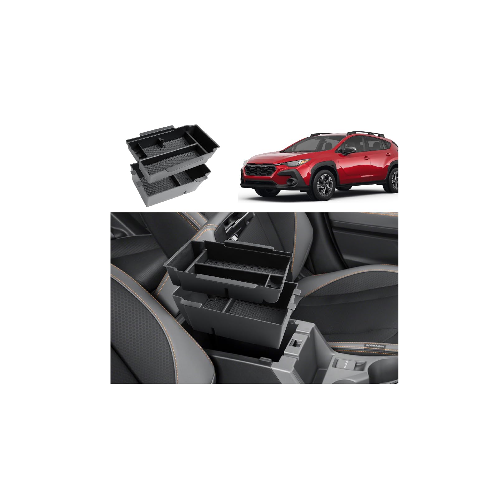 

ECOZEN Console Box Set and Bottom for the New Subaru Crosstrek Console Small Item Storage Center Car Storage ABS Crosstrek Car Interior Parts (Top