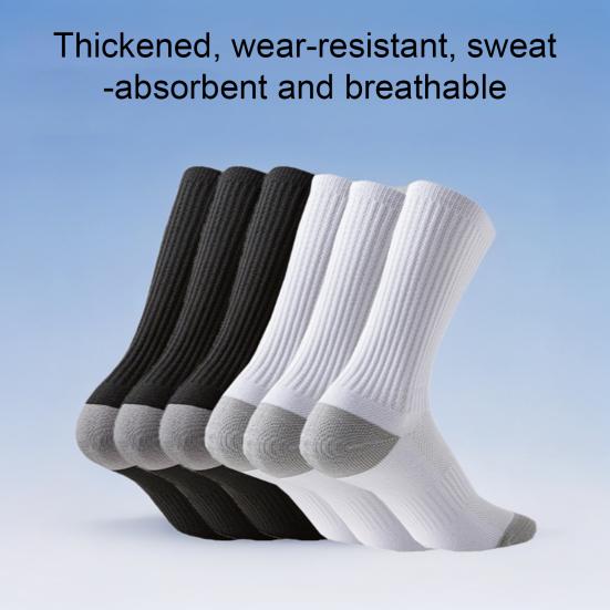 5 Pairs Men's Cotton Crew Sock Moisture Wicking Athletic Performance Socks Soft Breathable Running Socks for Daily Wear Exercise