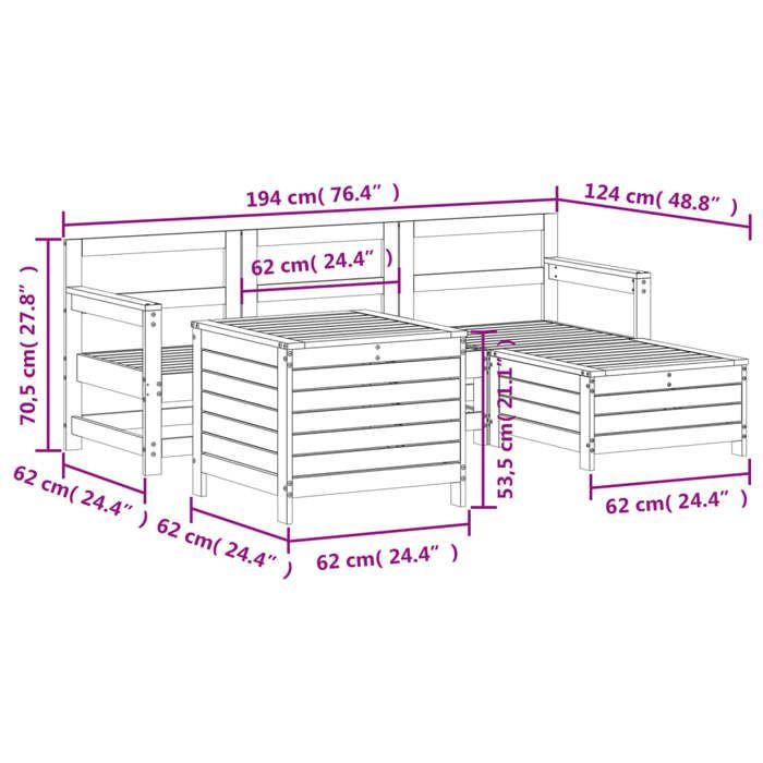 VidaXL Garden Lounge Set 5 Pcs White Solid Pine Wood, Outdoor Sofa Set, Garden Sofa Set, 3250505