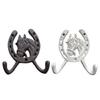 2Pcs Metal Cast Iron Wall Hooks European Style Horse Head Hangers Outdoor Garden Decoration Entryway Hardware