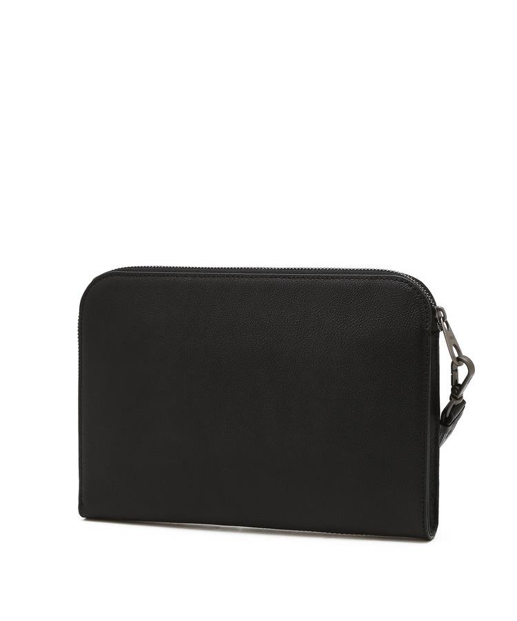 Daks Men'S Accessories Black Lolo Pattern Cowhide Clutch Bag Dbba6F006Bk