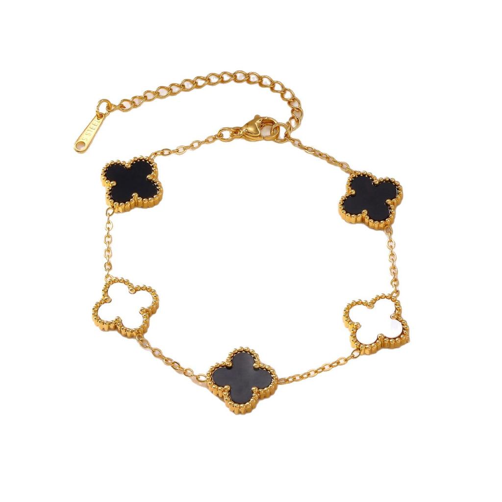Lucky Clover Titanium Steel Bracelet - Light Luxury Fashion, Versatile for Commuting