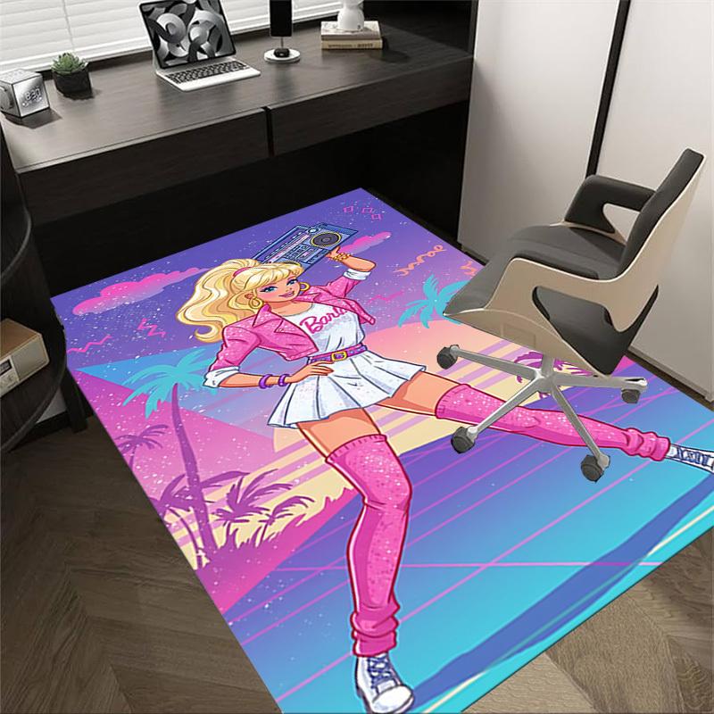 1 шт. Коврик Barbie 80-х, противоскользящий, полиэстер, напольный коврик для офиса, спальни. 60cm by 90cm