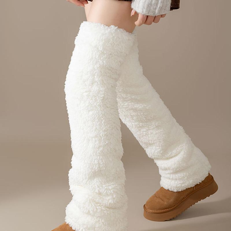 1Pc Sock Covers Warm Plush Comfortable High-top Soft Coral Fleece Thicken Knee Pad