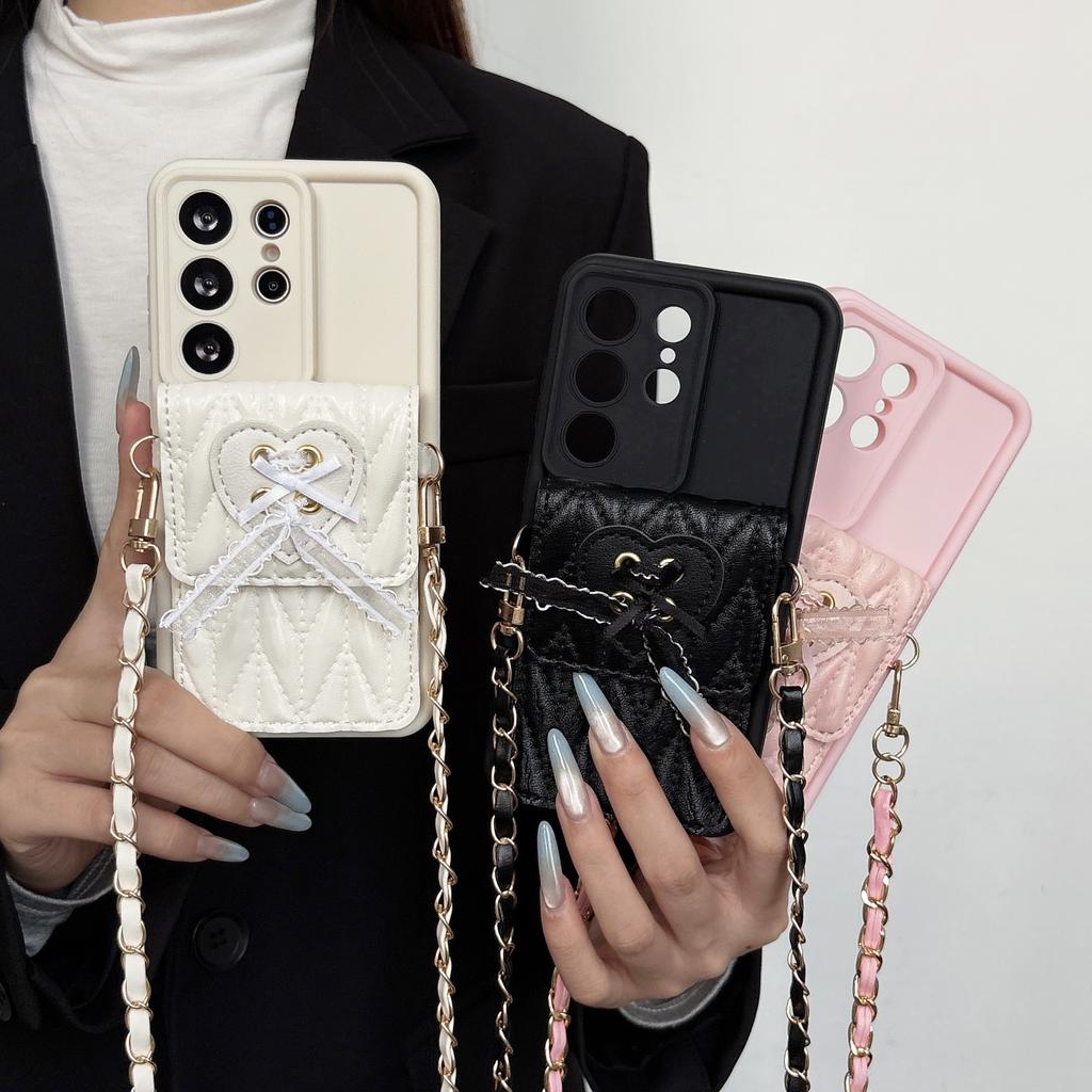 Crossbody Heart Wallet Card Holder Phone Case For Samsung Galaxy S26 Ultra S25 Edge S24 S22 S23 S21 FE Note 20 PU Leather Cover