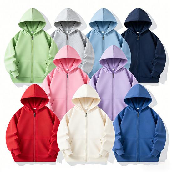 Schulkinder Reißverschluss Hoodie Kapuzenpullover Jacke Kinder Freizeit Outdoor Outfits Jungen Mädchen Oberbekleidung Sportbekleidung 15 Farben