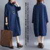 Kapuzenpullover Lang Hoch Gepunktet Retro mit Plus Elegant Maxi Lässig Locker Alltag Winter [CCGGOWMM] Damenkleid, Ärmel, Hals, Muster, Stil, Taschen,
