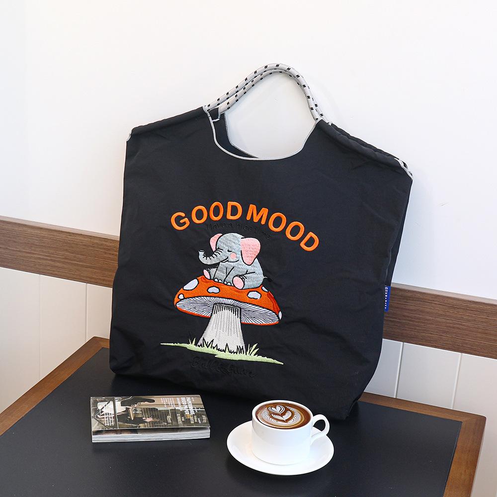 Versatile Cartoon Canvas Bag: Cute Waterproof Tote, Shoulder, and Crossbody Bag for Shopping and Going Out. Eco-Friendly.