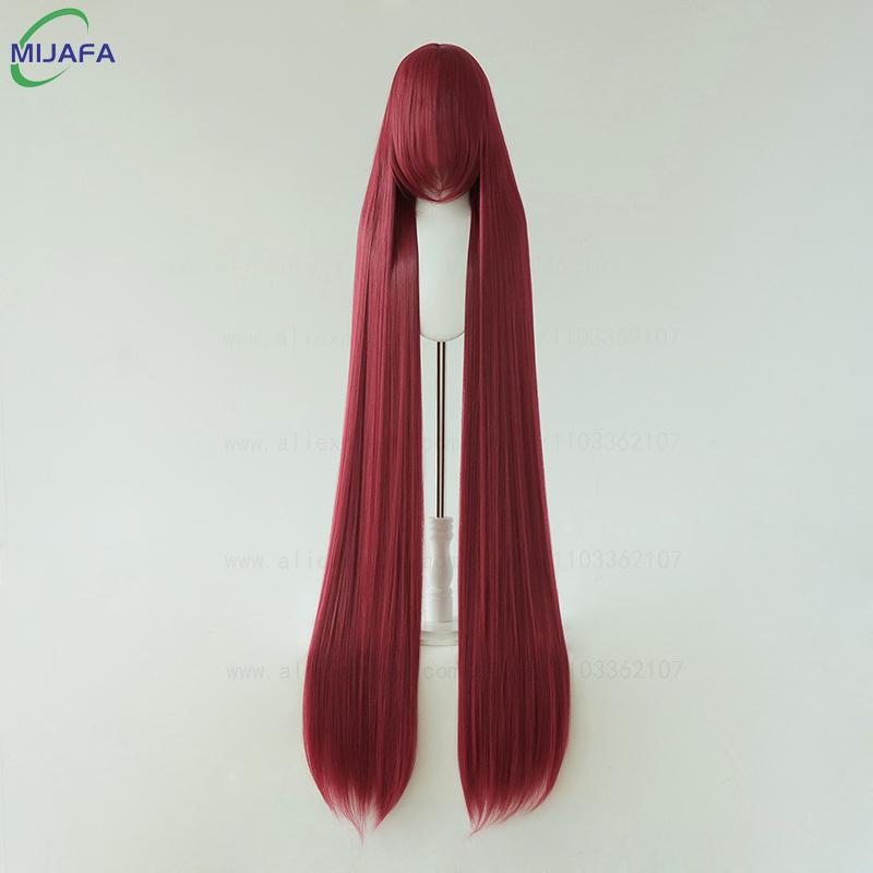 700g Alta Qualità 59" 150cm Lunga Dritta Parrucca Cosplay Con Frangia Biondo Marrone Rosso Verde Blu Resistente al Calore Colori Capelli Parrucche Anime