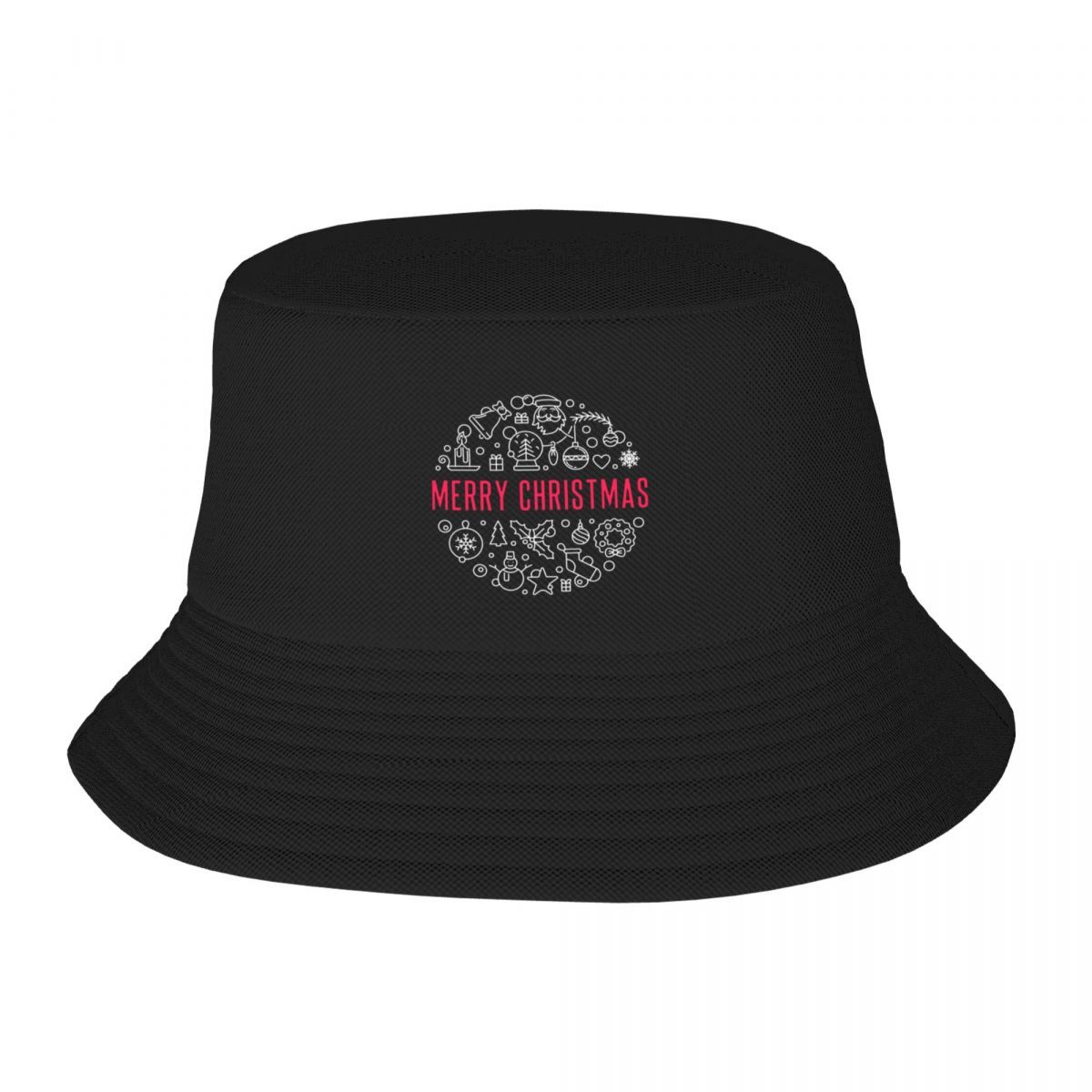 

2025 New Merry Christmas - Xmas Holiday Funny Circle-shaped Outline Design For Christmas Lovers Bucket Hat