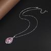 925 Sterling Silver Light Luxury Elegant Pink Zircon Pendant Necklace Birthday Party Anniversary Wedding Gift