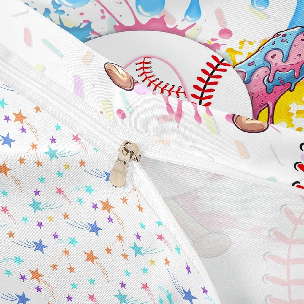 Baseball Cot Bedding Cute Ice Cream Drip Duvet Cover Set Teal Blue Graffiti With 1 Pillowcase Boy Letter A Initial