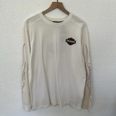 Maglia a maniche lunghe Harley-Davidson Flame Bianca Maglietta a maniche lunghe con stampa floreale