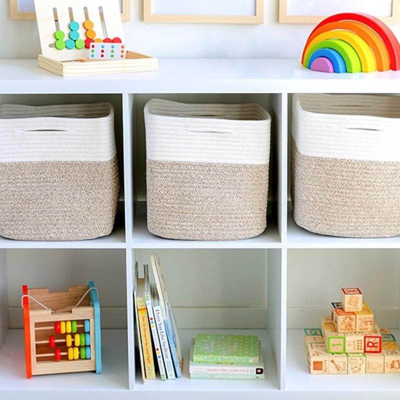 Pack Of 3 Cotton Fabric Baskets For Home Arrangement Great For Laundry Towels And Belongings P9YB