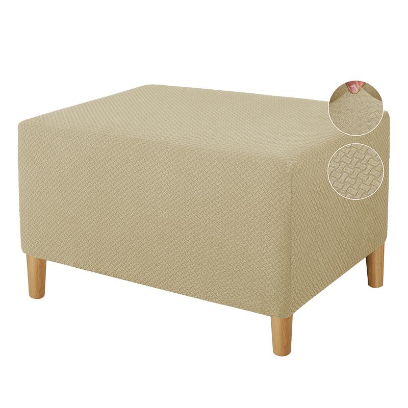 1PC Rectangle Protector Elastic Jacquard All-inclusive Ottoman Cover Solid Color Home Decor Anti Slip Footstool Cover