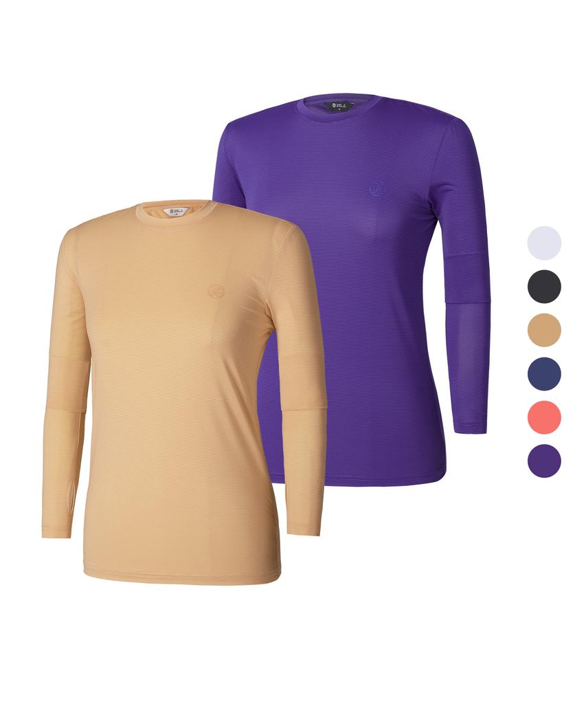 2ELA Fingerhole Women'S Ice Queen Cooling Round Long Sleeve T-Shirt 6 Colors (Type B)