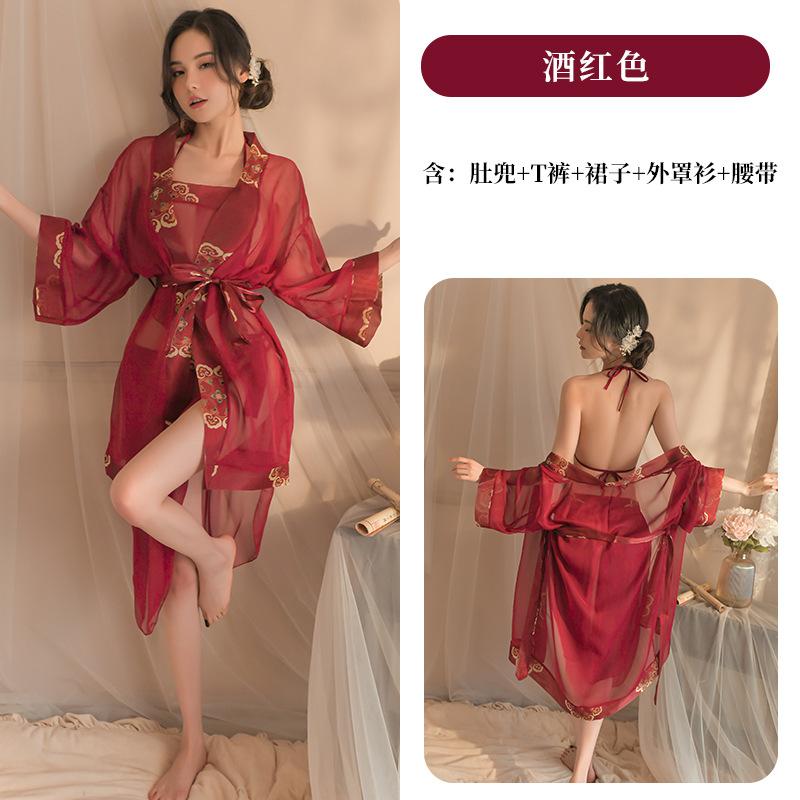 Fan Lei Erotic Underwear Women's Classical Bridal Uniform Perspective Belly Pocket Hanfu