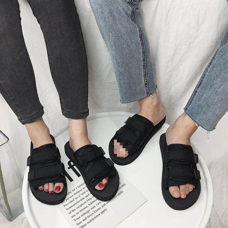 Summer Fashion Cool Slippers Men's Korean Version Trendy Women's One-word Drag Couple Student Non-slip Beach Shoes