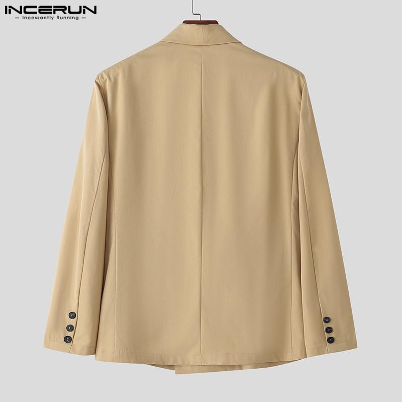 INCERUN Men Lapel Neck Long Sleeve Side Lace-up Casual Loose Thin Blazer Oversized Coats