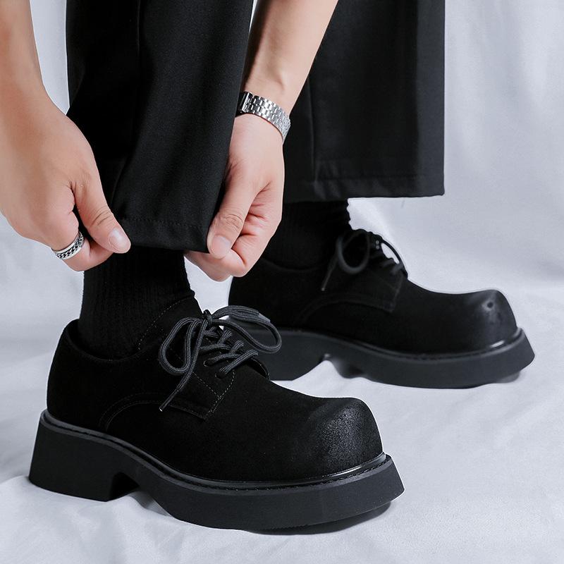 

Мужские повседневные дезерты в английском стиле на шнуровке из коровьей замши, дерби, ковбойские платформенные кроссовки, черные, коричневые, молодежная обувь 270 чёрный