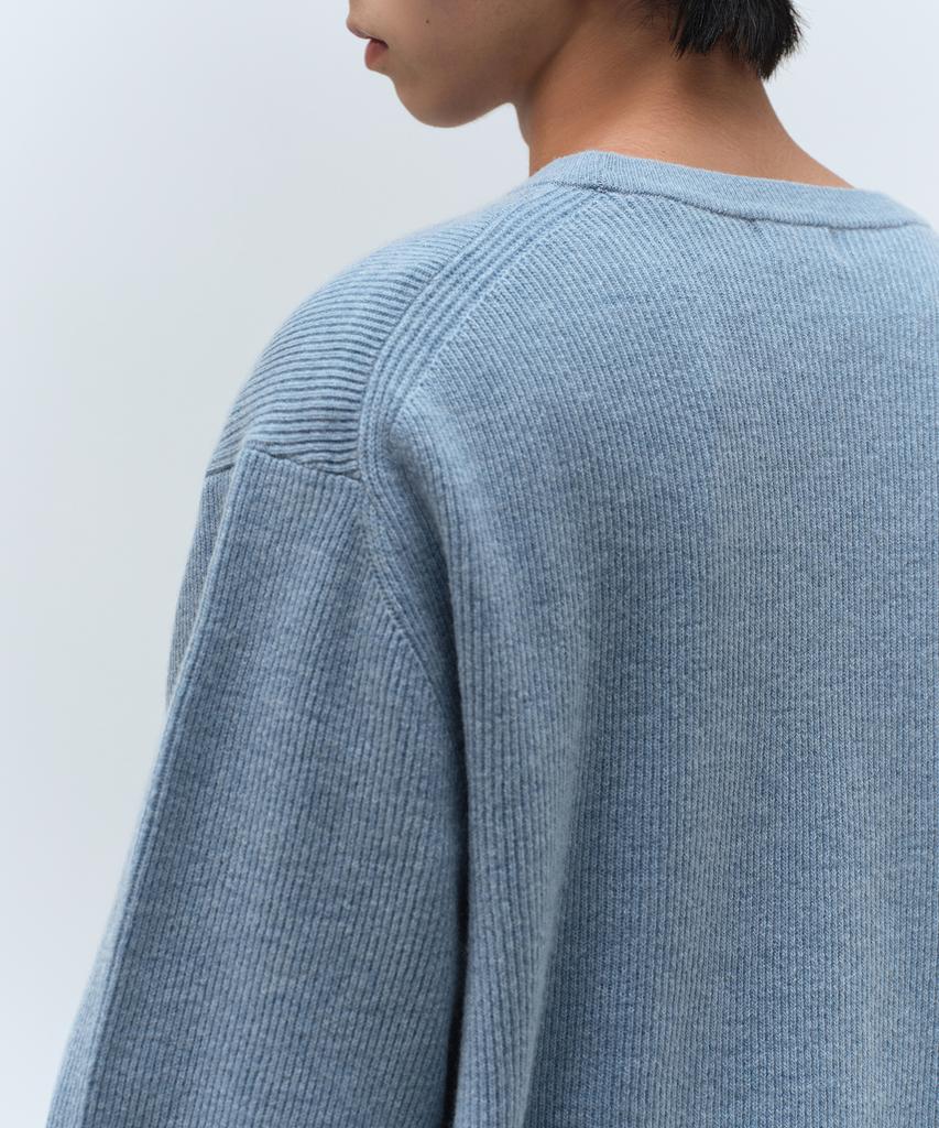 Musinsa Standard [Victoria Wool] Minimal Ribbed Crew Neck Knit [Sky Blue]