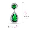 Classic Bridal Statement 7 5CT Green AAA CZ Pair Shape Simulate Emerald Clear Cubic Zirconia Halo Tear Chandelier Dangle Earrings Women Bridesmaid