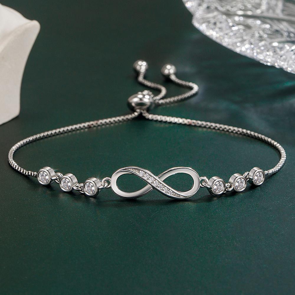925 Sterling Silver AAA Zircon Infinite Love Fashion Bracelet Gift Jewelry 20CM
