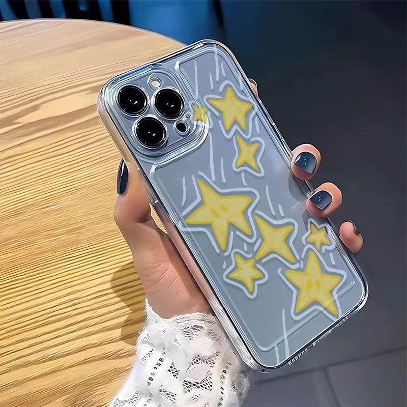 Yellow Meteor Cute Star Cartoon Phone Case For IPhone 17 Pro Max Air 16E 15 14 13 12 11 Y2K Soft Back Clear Transparent Cover