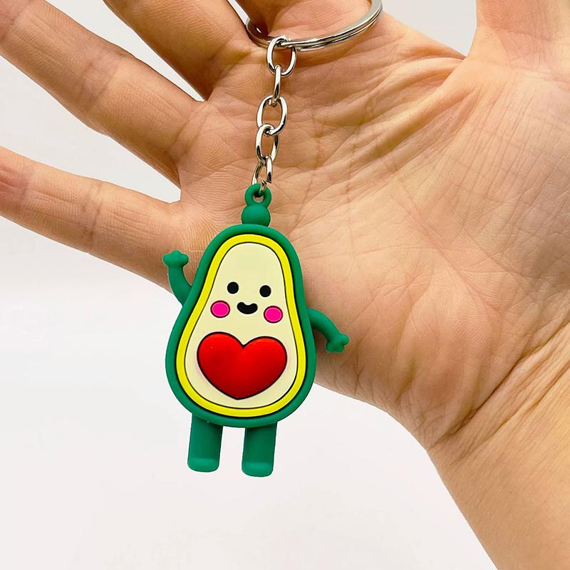 Creative Cartoon Avocado Keychain Bag Pendant Cute Love Emotions Student Gift Car Key Matching Decorations Bedrooms Desktops